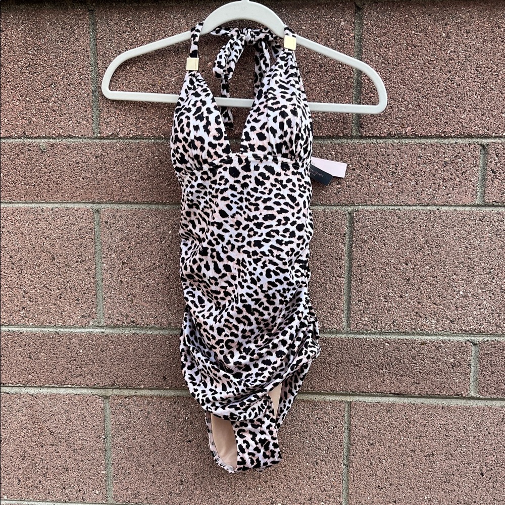 Victoria's Secret Black and White Leopard One-Piece Swimsuit